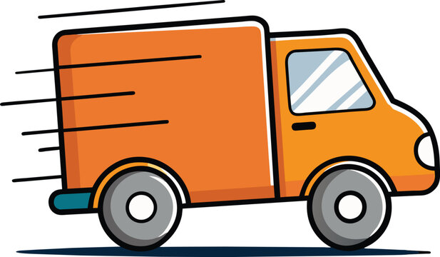 recommend clip art: Fast-moving shipping delivery truck vector illustration, Delivery van