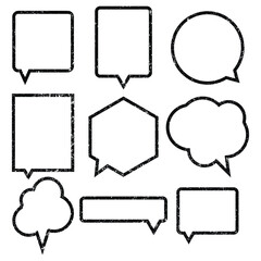 Collection of grunge style speech balloons different shapes