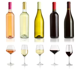 Poster Im Rahmen Different tasty wines isolated on white, set © New Africa