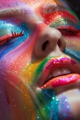 Woman With Bright and Colorful Makeup