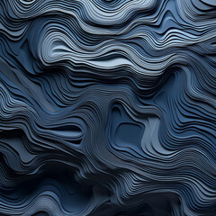 Topographic pattern, cut paper, monochrome, gray and blue tones, dark background, hyper realistic, octane rendering, intricate details, volumetric lighting, detailed