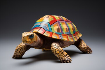 a colorful turtle with a painted shell