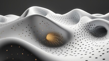 abstract background of a ceramic wave with curves and holes