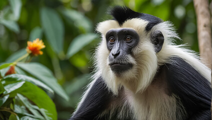 Fototapeta premium Colobus monkey in nature