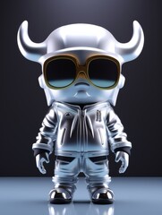 Little Robot With Sunglasses and Helmet