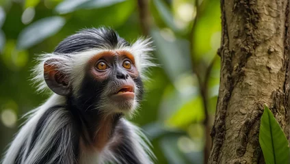 Zelfklevend Fotobehang Colobus monkey in nature wild © tanya78