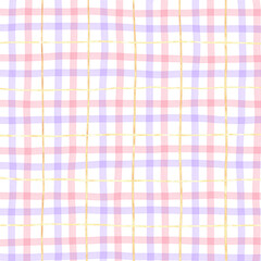 Gold Pink Purple Plaid Hand Drawn Background Overlay
