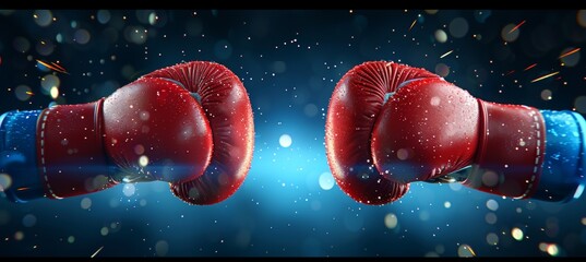 Vibrant boxing gloves poster design with generous space for customizable text placement