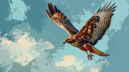 An eagle flies in search of prey AI generated image - obrazy, fototapety, plakaty