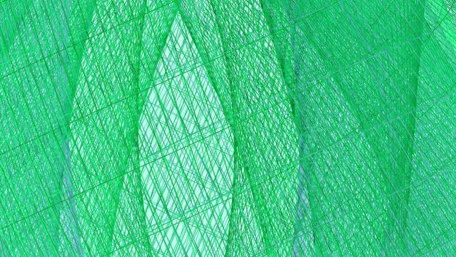 Futuristische Netzstruktur mit dynamischer Linienf&uuml;hrung in moderner &Auml;sthetik, Technologie- und Kreativprojekte in der digitalen Welt, 3D-Illustration, Wissenschaft, Forschung, Konstruktion, gr&uuml;n