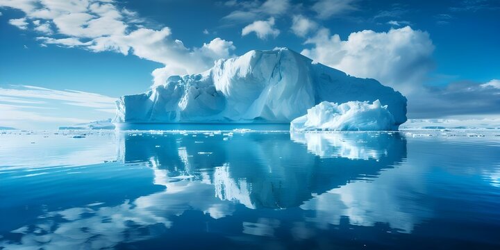 Iceberg in Antarctica melting due to climate change copy space available. Concept Climate change, Melting icebergs, Antarctica, Global warming, Nature conservation