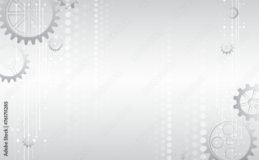 Leinwandbilder Hi-tech grey background with various technology elements. Vector illustration of gears and circles. Abstract futuristic communication.