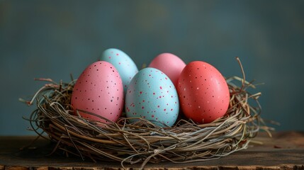 Naklejka na ściany i meble Colorful Eggs in Nest