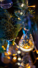 Plants in Erlenmeyer flask with fairy lights, science-inspired holiday decor