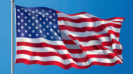 American Flag Against Clear Blue Sky