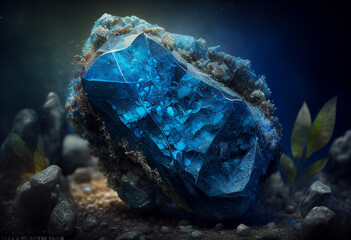 Obraz premium Blue gemstone. AI Generated