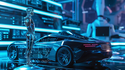 Fototapeta premium Futuristic Holographic Sports Car Concept