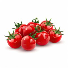 Glistening cherry tomatoes isolated on white background.