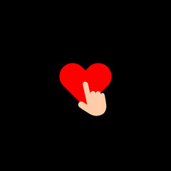 Love heart sign under signal finger  isolated on black background