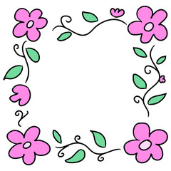 frame with flowers , floral ornament, pink flower frame