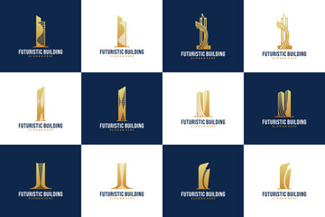 futuristic building logo , logo collection , future architecture .