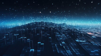 Obraz premium Futuristic abstract background with technology particles in a state of flux, symbolizing the ever changing landscape of technological evolution