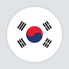 South Korea national flag vector icon design. South Korea circle flag. Round of South Korean flag.
