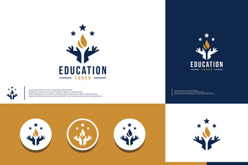 energy education , hand and hope , logo design vector.