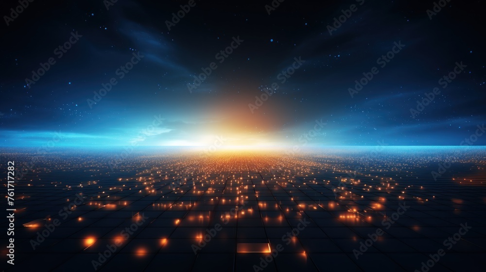 Poster futuristic abstract background with technology particles in a state of flux, symbolizing the ever ch