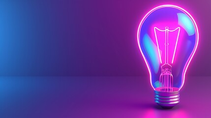 Neon lights filling empty space with glowing light bulb, vibrant and captivating display