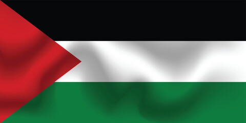 Flat Illustration of the Palestine national flag. Palestine flag design. Palestine wave flag.
