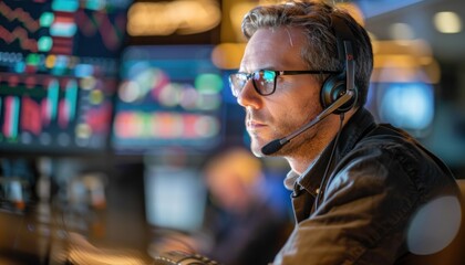Professional male operator in control room