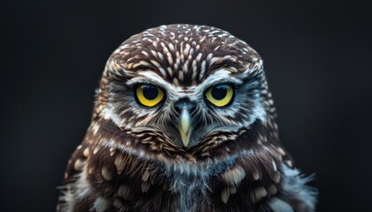 Intense gaze of a little owl