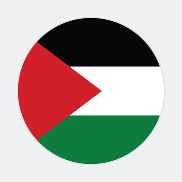 Palestine national flag vector icon design. Palestine circle flag. Round of Palestine flag.
