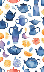 watercolor illustration, Seamless bright kitchen pattern for design, seamless wallpaper for smartphone,