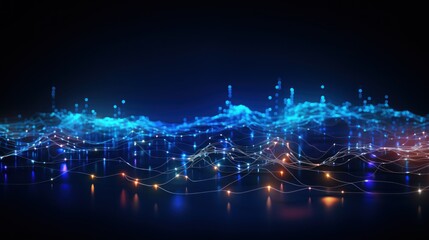 Fototapeta premium Futuristic abstract background with technology particles in a state of flux, symbolizing the ever changing landscape of technological evolution