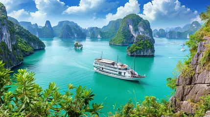 Foto op Canvas Halong bay vietnam  world heritage site, limestone islands, emerald waters   travel destination © Ilja