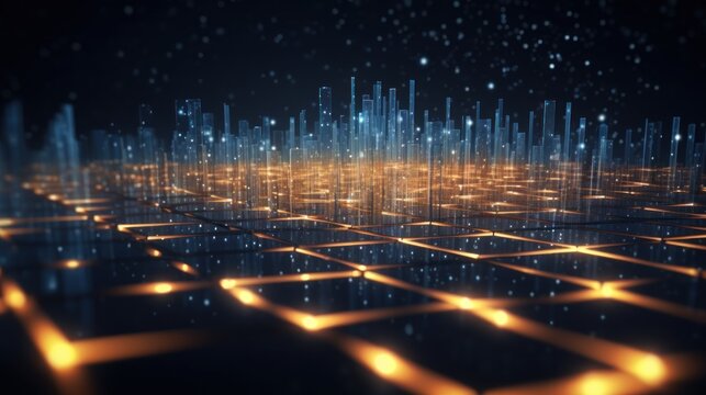 Futuristic abstract background with technology particles in a state of flux, symbolizing the ever changing landscape of technological evolution