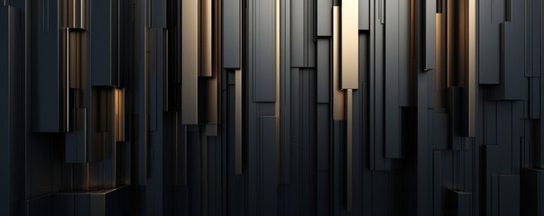 Minimalistic illustration of vertical lines interspersed with glowing golden accents against a dark backdrop, embodying modern elegance and simplicity