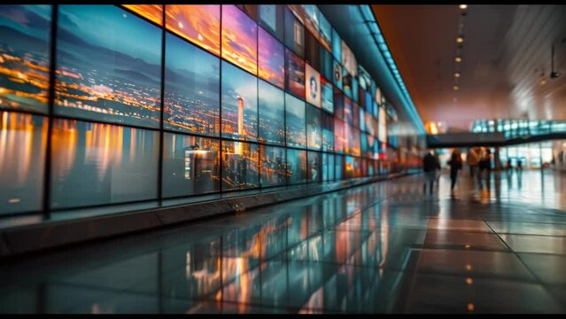 Modern Multimedia Interface On Digital Display Wall