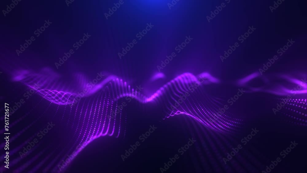 Poster purple energy magic waves high tech digital iridescent morphing with light rays lines and energy par