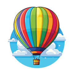 Colorful hot air balloon sticker illustration perfe