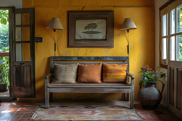 yellow modern living room with space.
