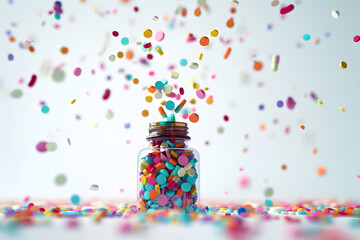 Colorful Pills Overflowing from Jar