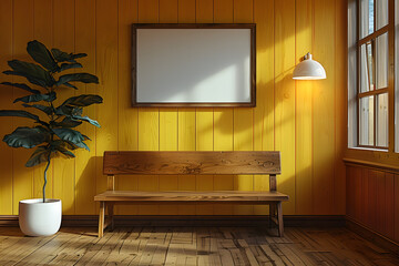 yellow modern living room with space