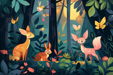 Spring peaceful of the forest animal.