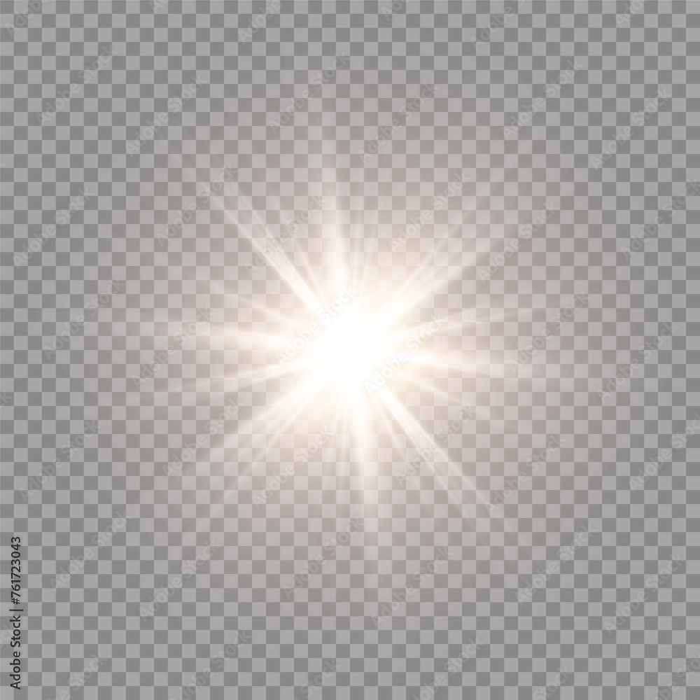 Poster light flare special effect with rays of light and magic sparkles. glow transparent vector light effe