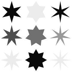 Geometrical design stars labels shapes elements on transparent background