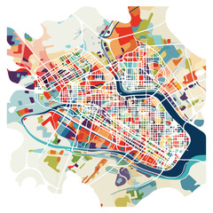 Colorful map of a city flat vector illustration 