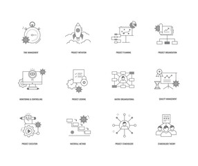 Streamline Your Workflow. Essential Project Management Icons. Pro Iconography for Project Management. Boost Clarity & Effectiveness. Vector editable stroke and colors.